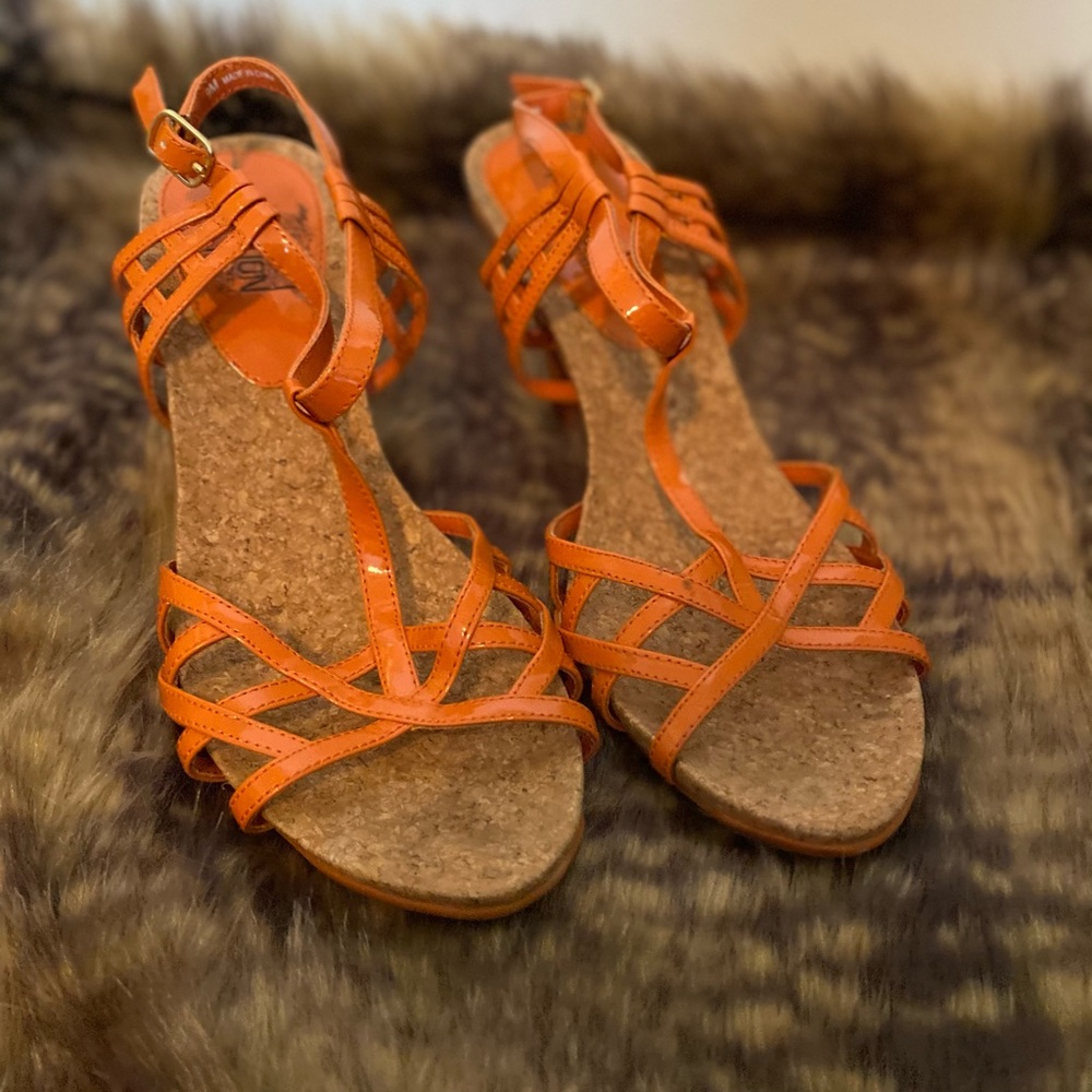 Orange sandal heels